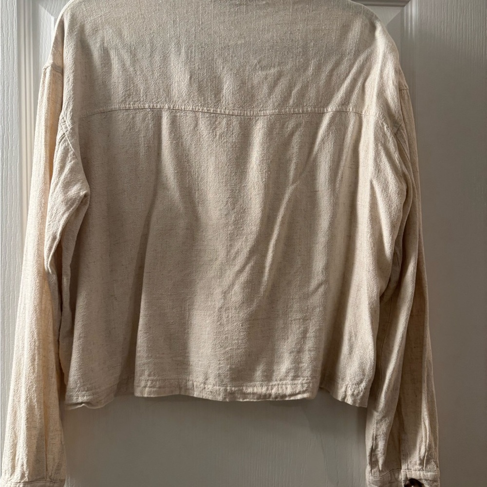 Lulus Cream Linen Button-Up Cropped Jacket - Picture 2 of 2